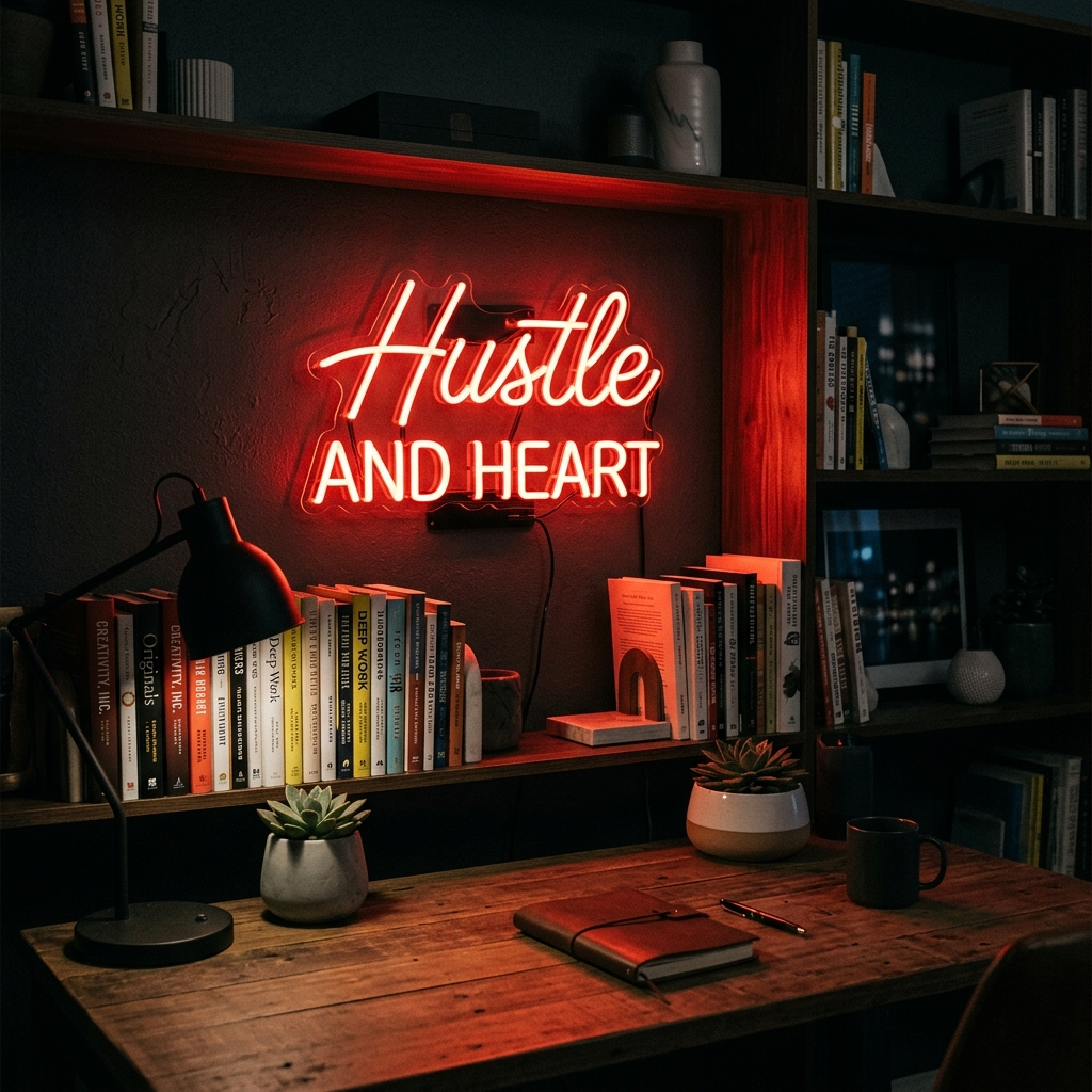 Hustle And Heart Mini Neon Sign
