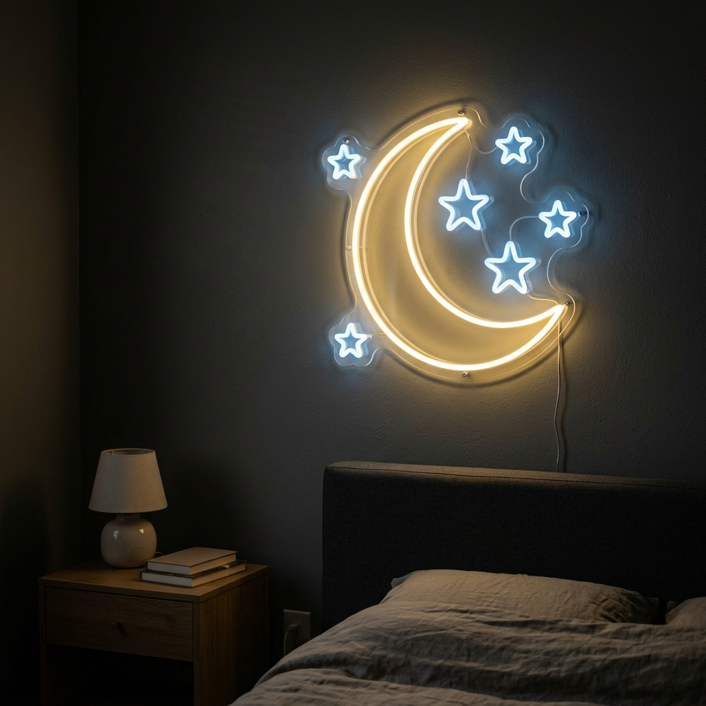 Moon And Stars Neon Sign For Dreamy Decor