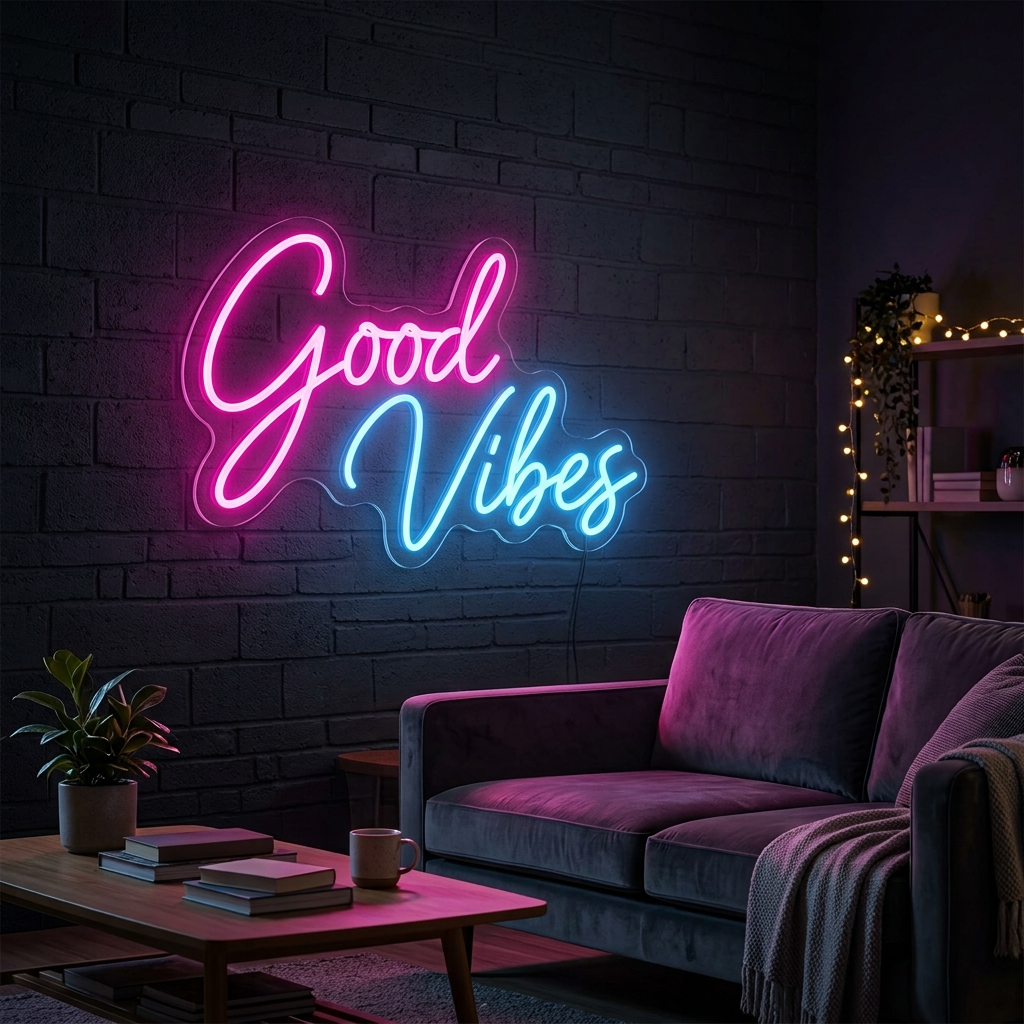 Good Vibes Neon Sign For Home Decor