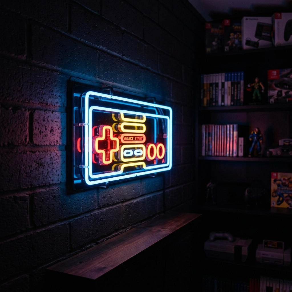 Retro Game Controller Neon Sign For Gaming Spaces
