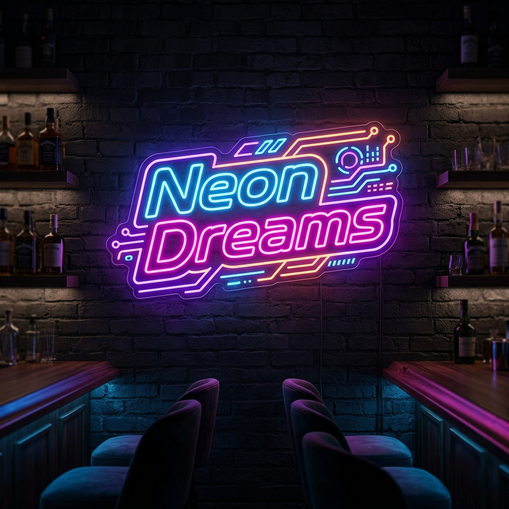 Neon Dreams Sign For Cyberpunk Aesthetic