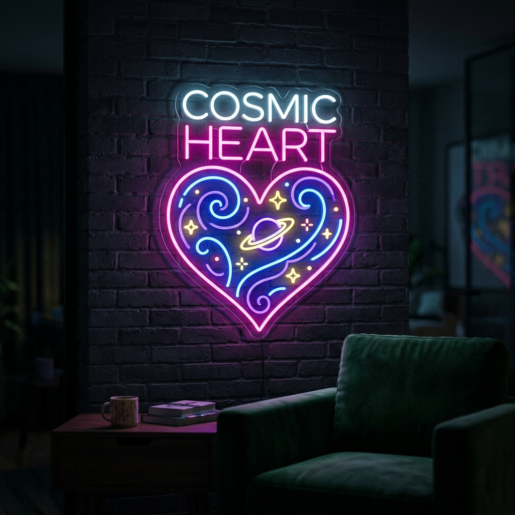 Cosmic Heart Neon Sign For Love And Creativity