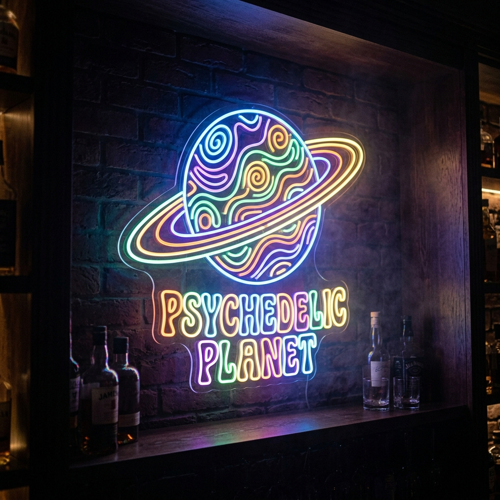 Psychedelic Planet Neon Sign For Trippy Decor