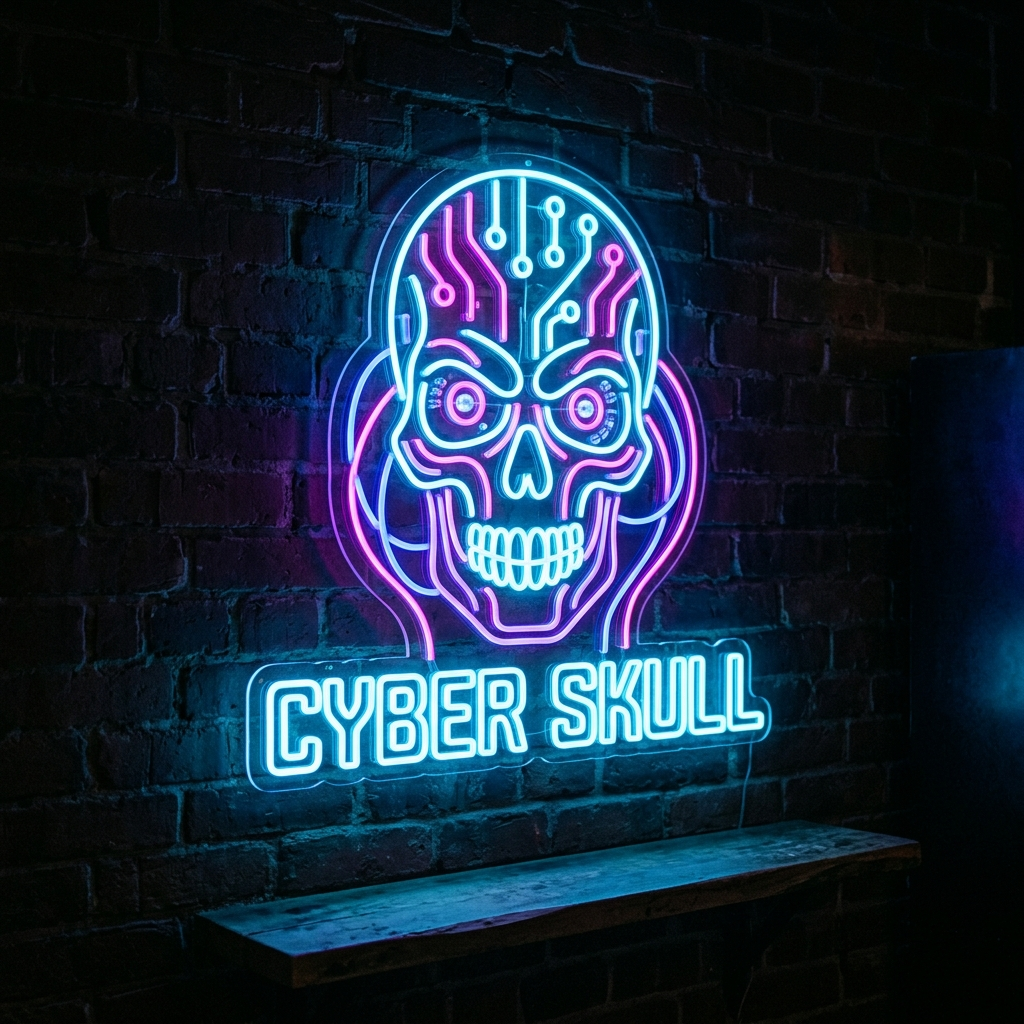 Cyber Skull Neon Sign For Edgy Decor