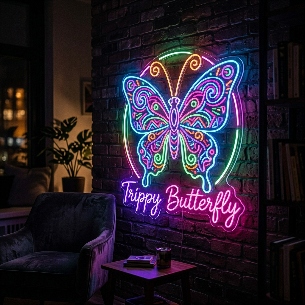 Trippy Butterfly Neon Sign For Unique Decor