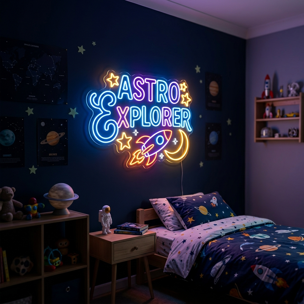 Astro Explorer Neon Sign For Adventurous Decor