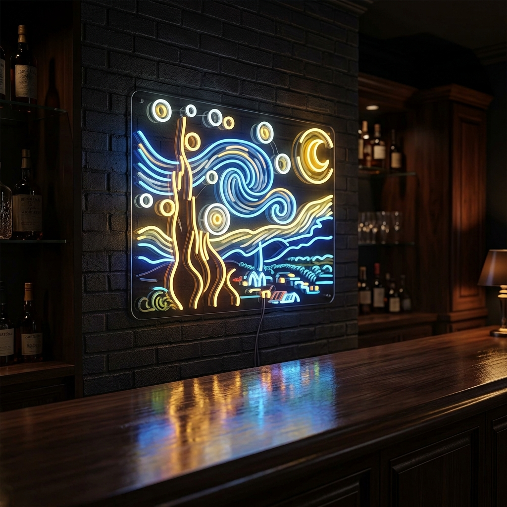 Starry Night Neon Sign For Cosmic Ambiance