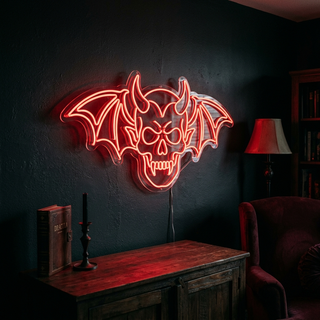 Vampire Skull Neon Sign For Gothic Decor