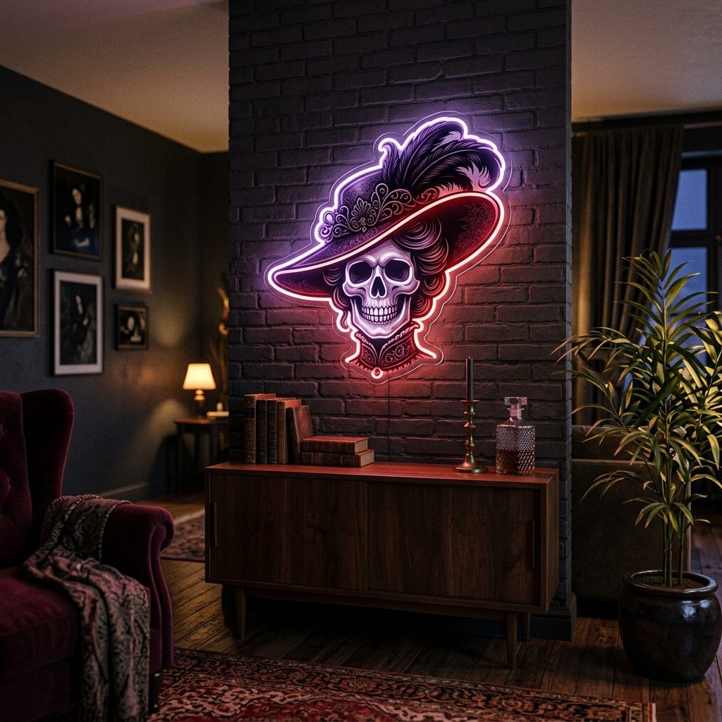 Gothic Lady Skull Neon Sign For Unique Decor