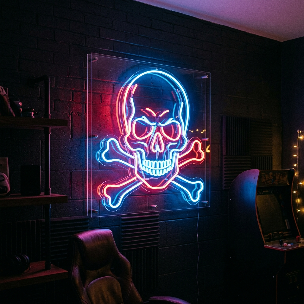 Gothic Skull Neon Sign For Dark Decor