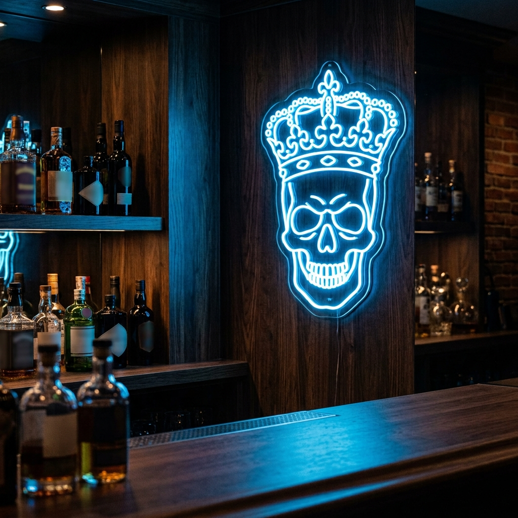 Crowned Skull Neon Sign For Regal Vibes