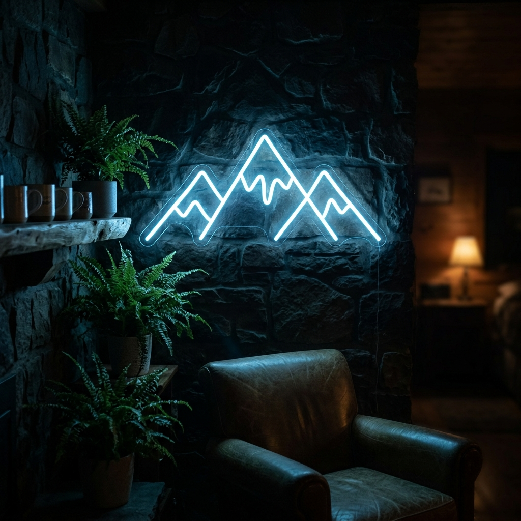 Mountain Line Art Neon Sign For Nature Lovers