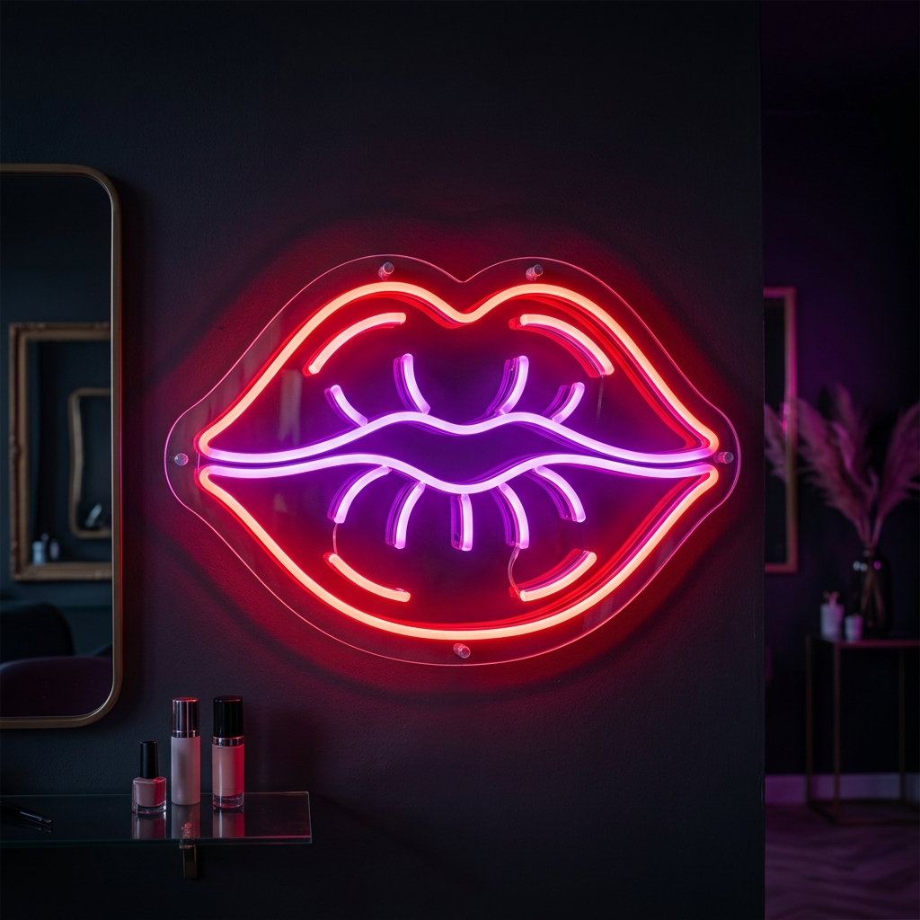 Retro Lips Neon Sign Pop Art Acrylic Artwork