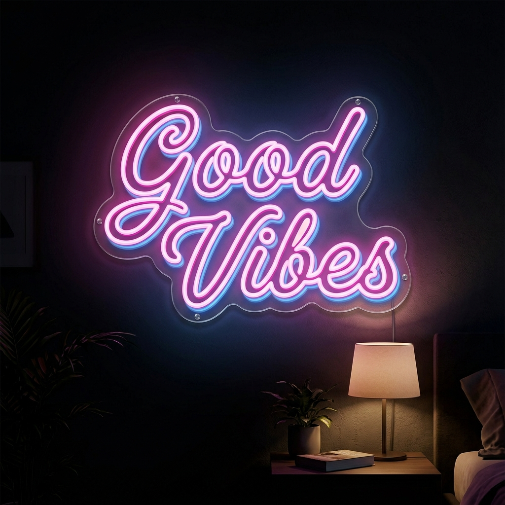Good Vibes Neon Sign Pop Art Acrylic Wall Decor