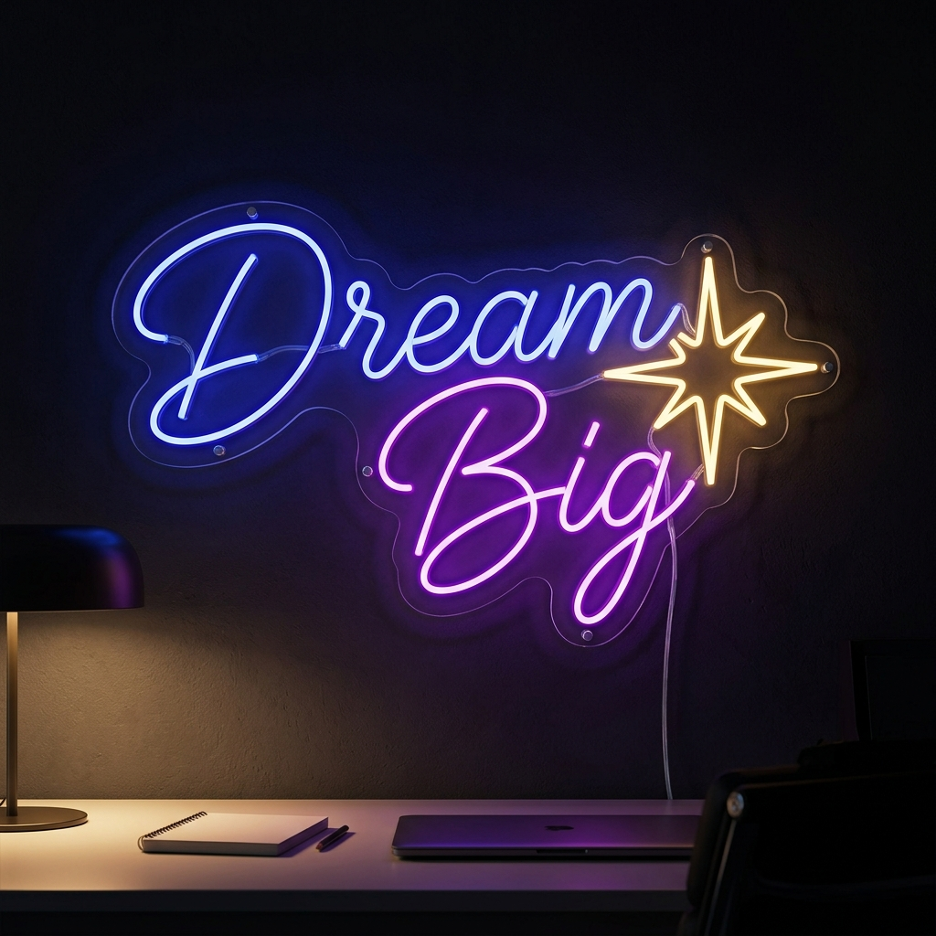 Dream Big Neon Sign Acrylic Pop Art Wall Light