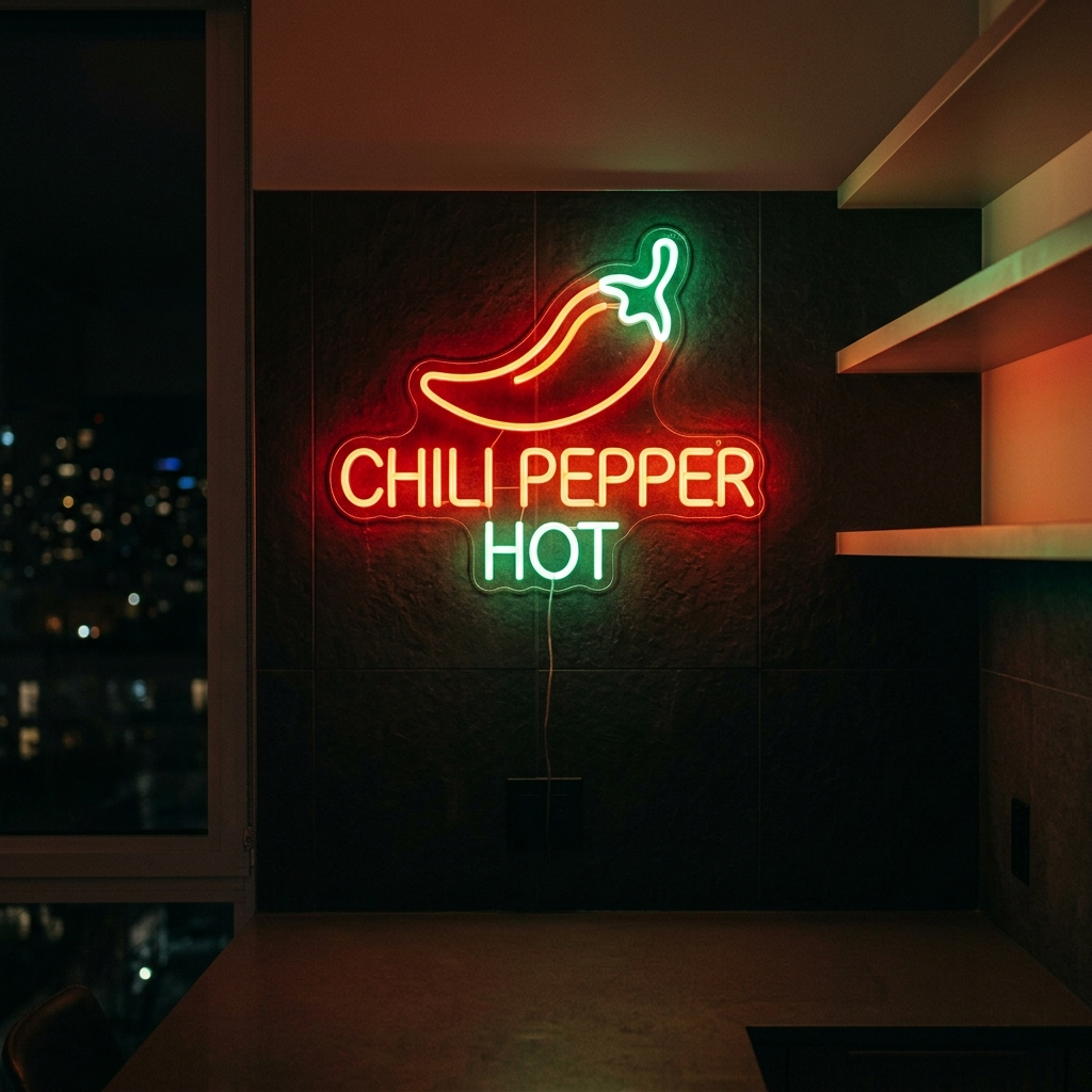Chili Pepper Hot Neon Sign For Spicy Food Lovers