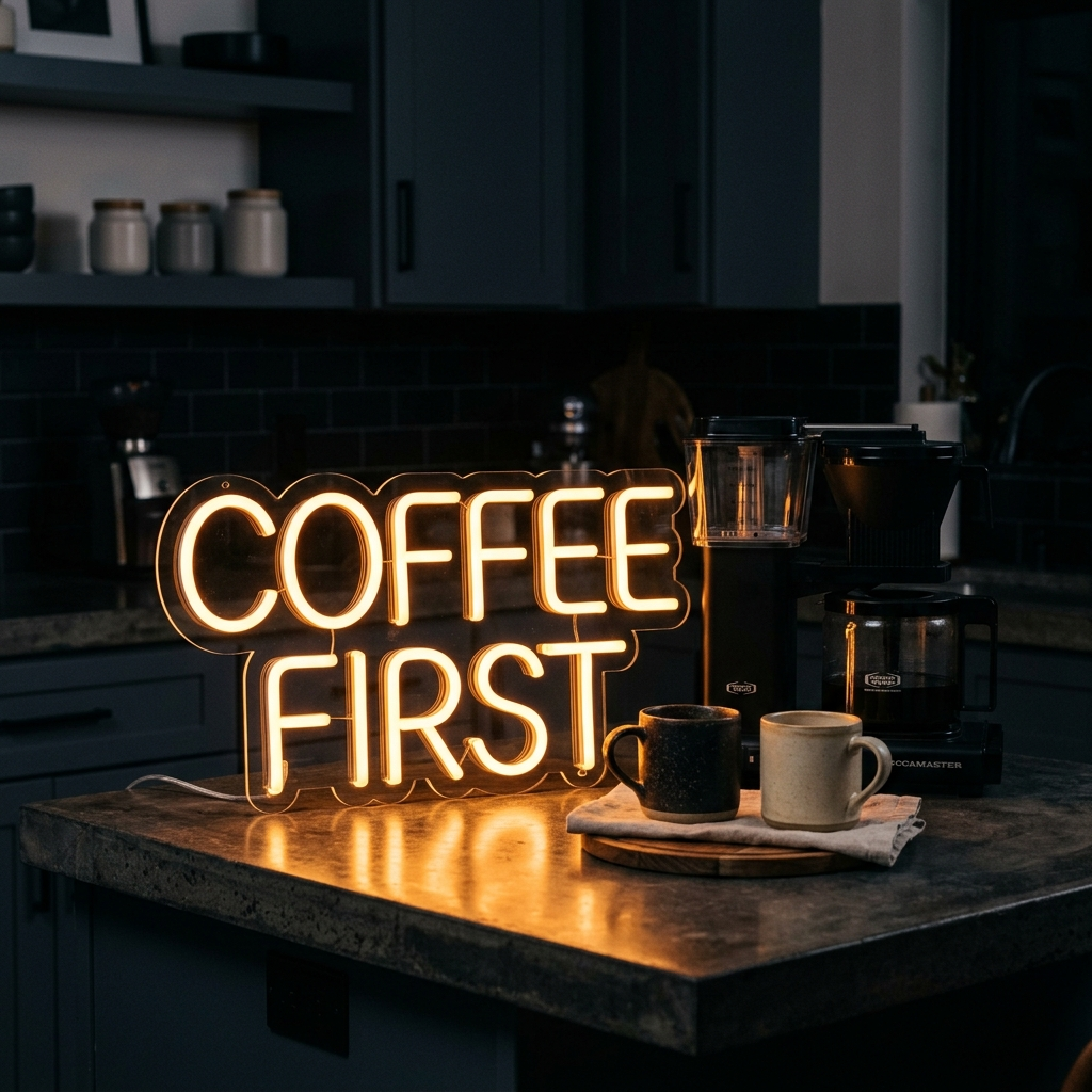 Coffee First Neon Sign For Home And Cafe Decor