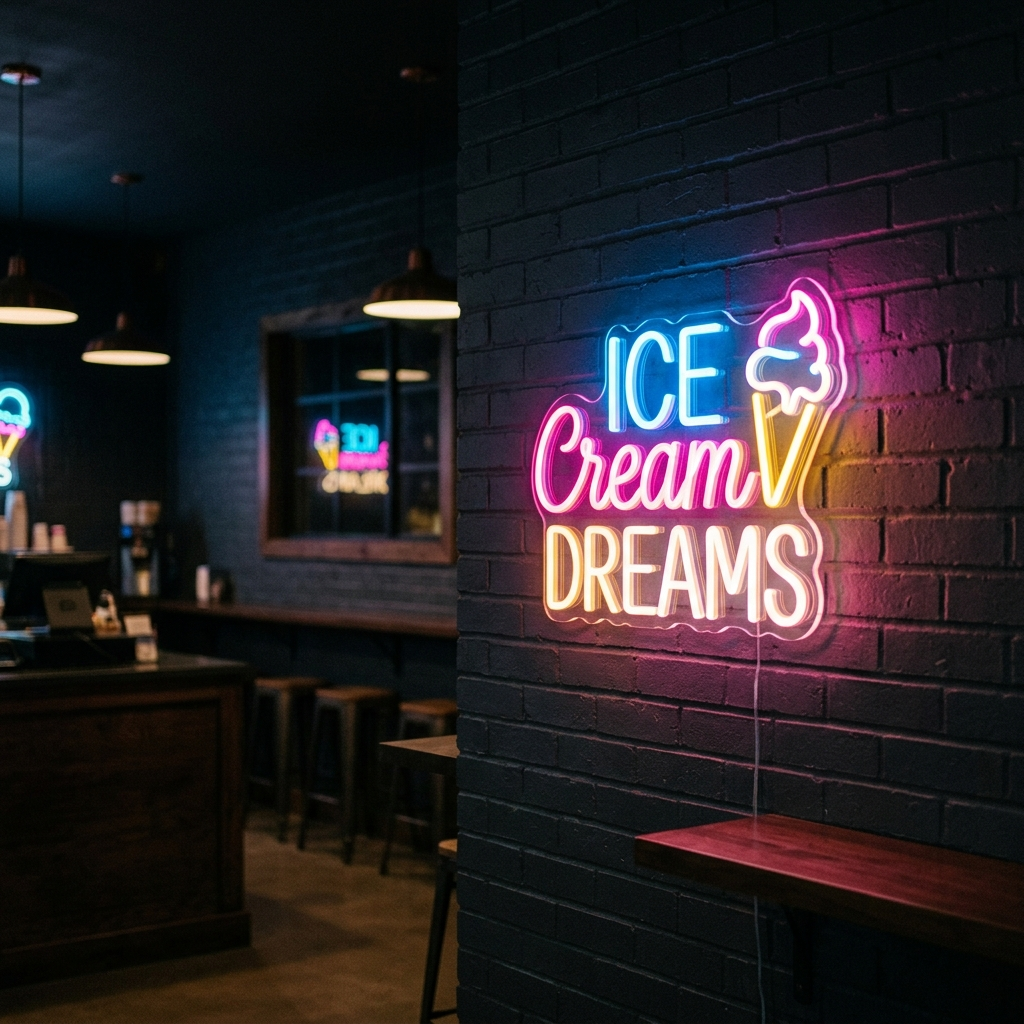 Ice Cream Dreams Neon Sign For Sweet Treats