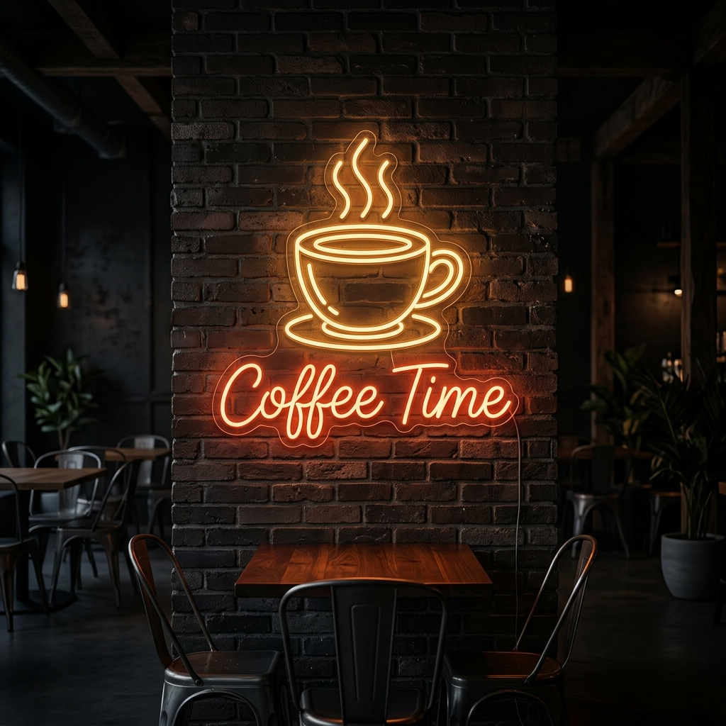 Coffee Time Neon Sign For Cafes And Kitchens