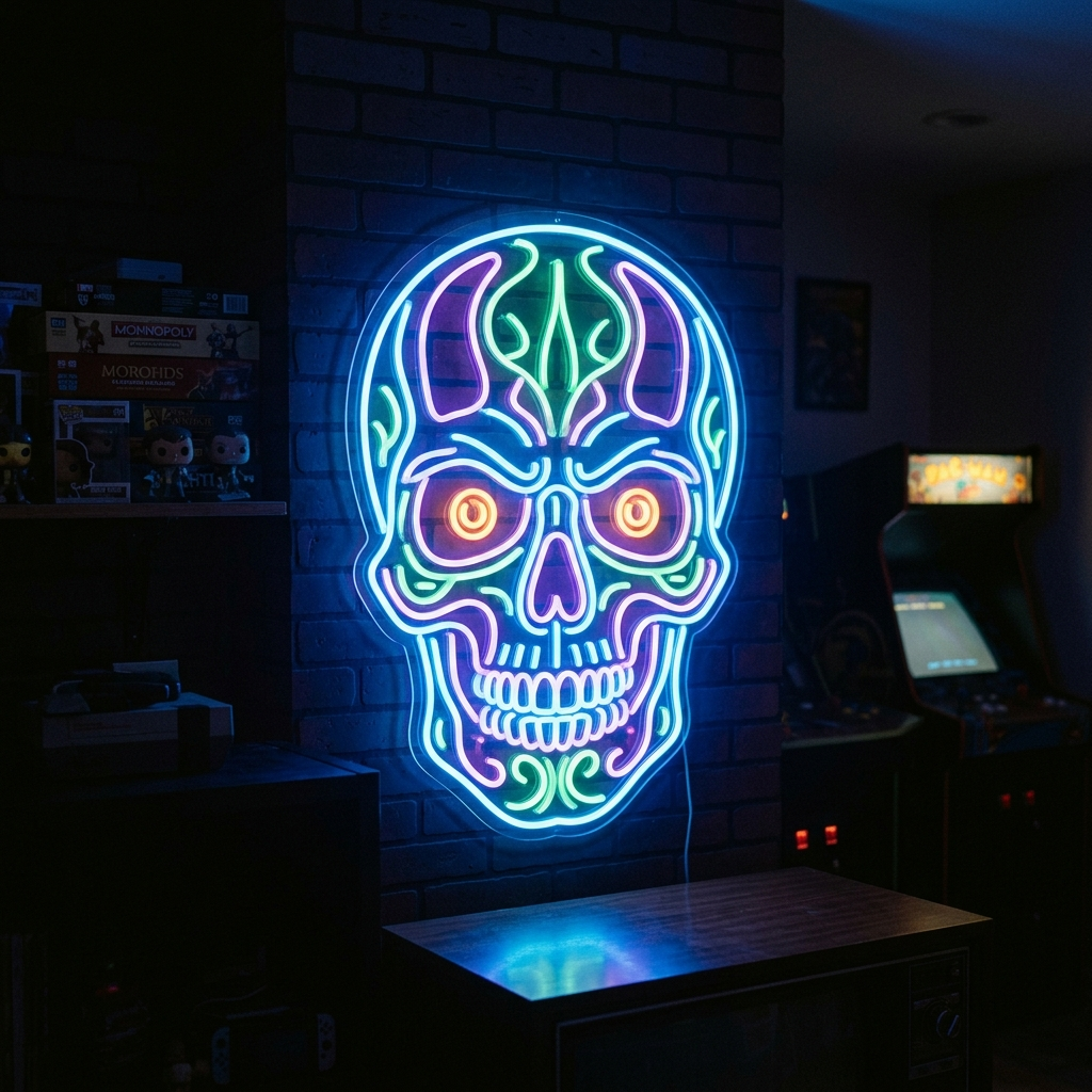 Skull Neon Sign For Edgy Decor