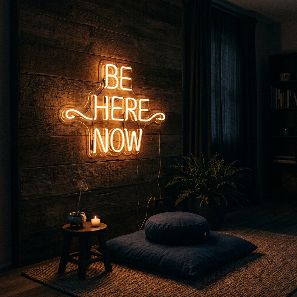 Be Here Now Uv Printed Neon Sign