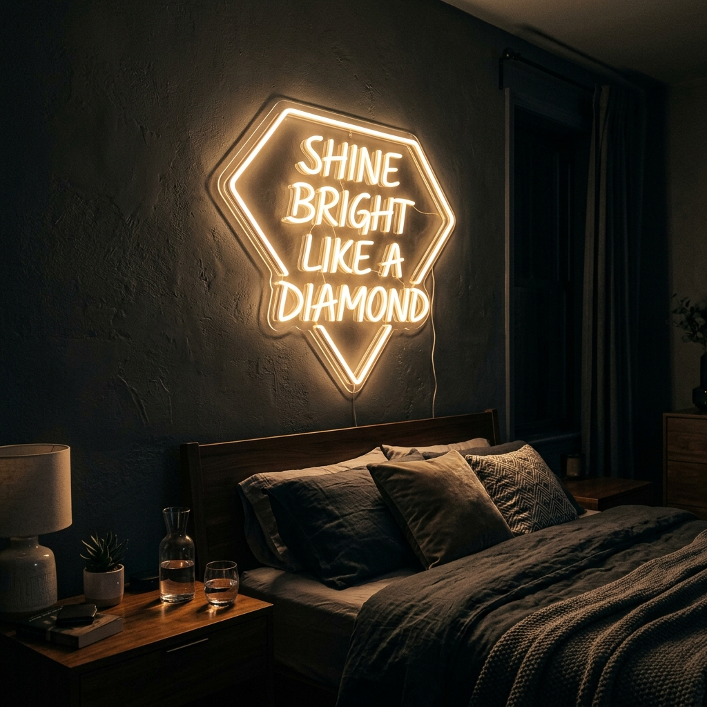 Shine Bright Like A Diamond Neon Sign For Home Decor