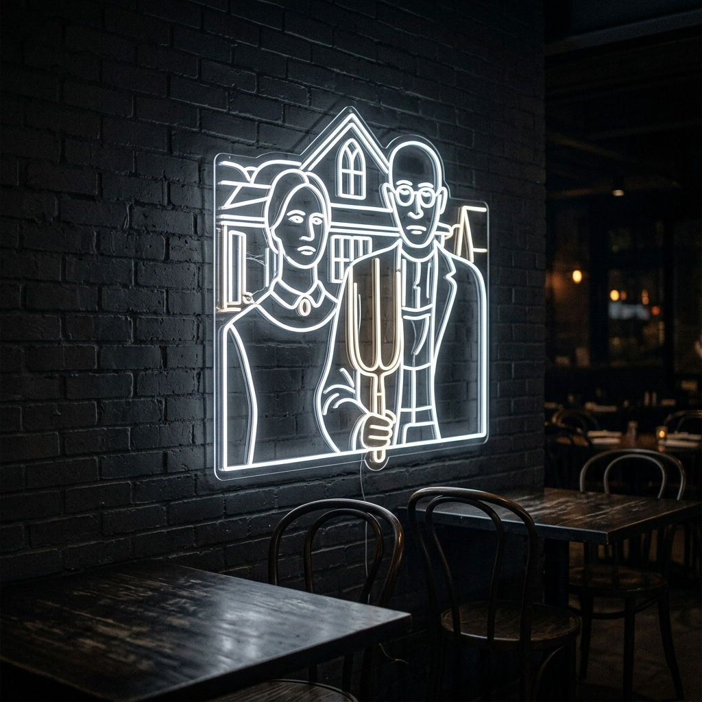 American Gothic Neon Sign - Iconic Art Replica