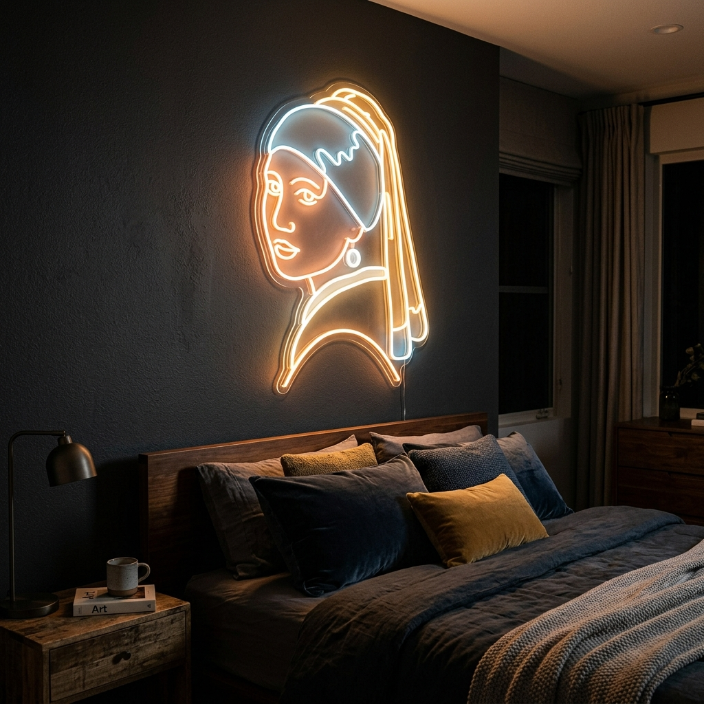 Girl With A Pearl Earring Neon Sign - Classic Art Decor