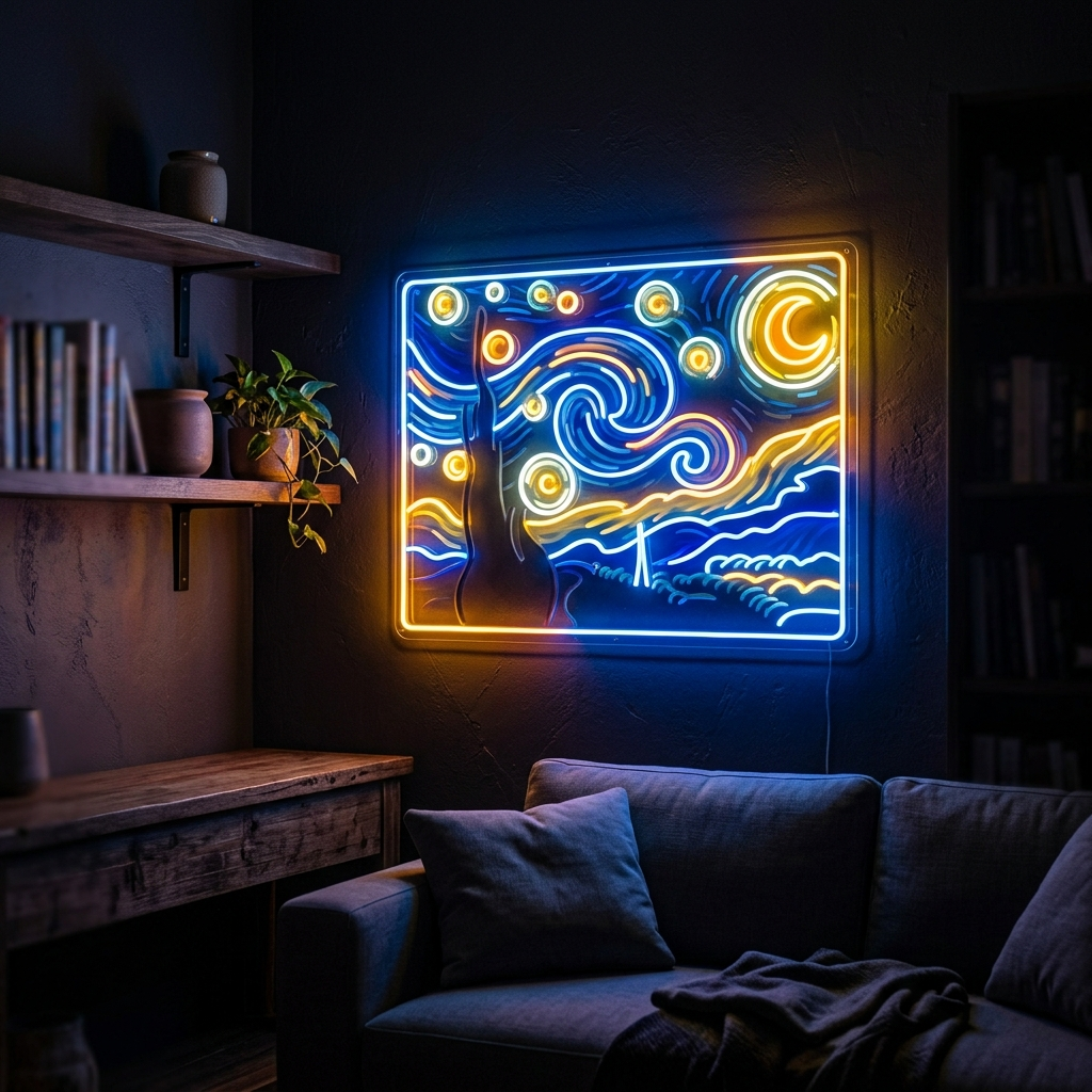 Starry Night Neon Sign - Famous Art Replica
