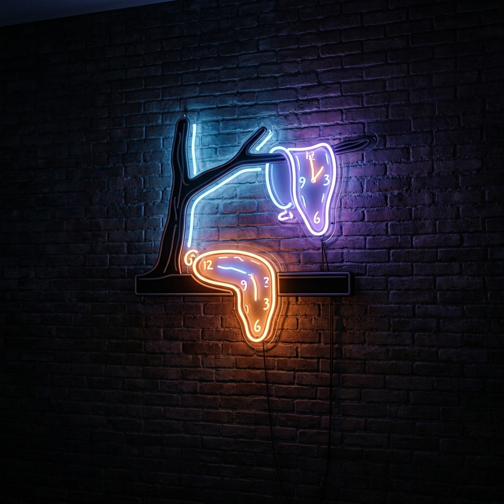 The Persistence Of Memory Neon Sign - Surreal Art Replica