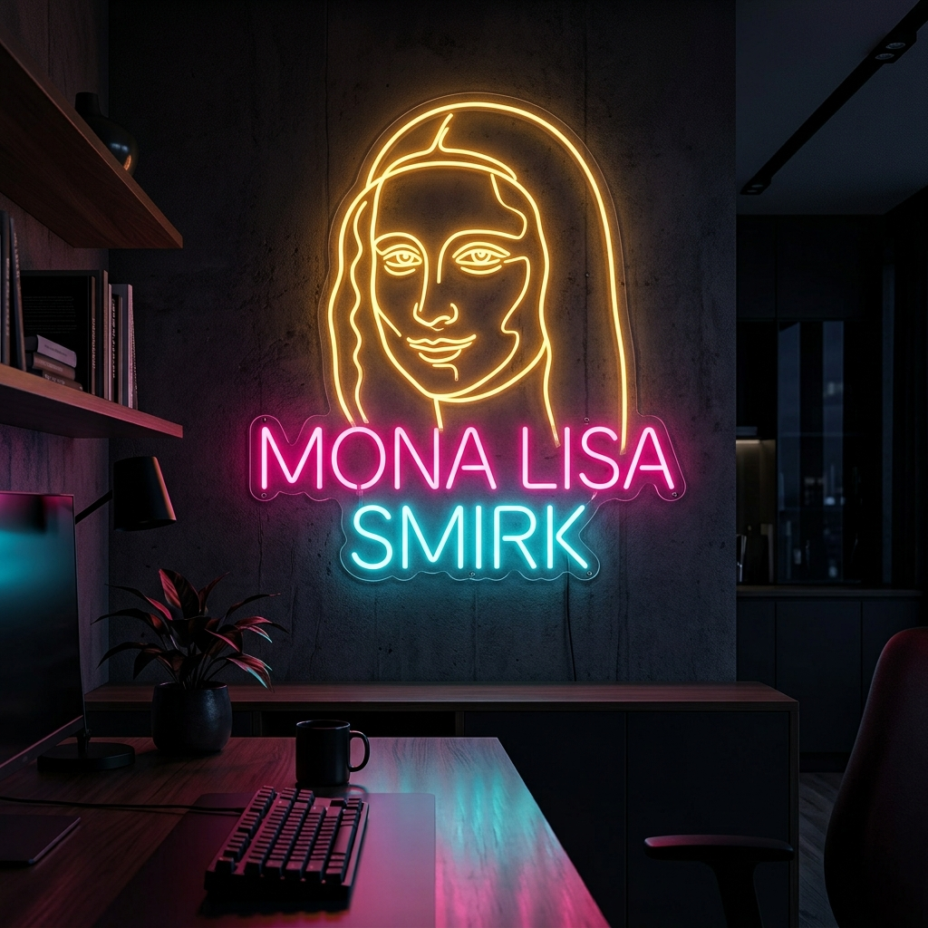Mona Lisa Smirk Neon Sign - Artistic Home Decor