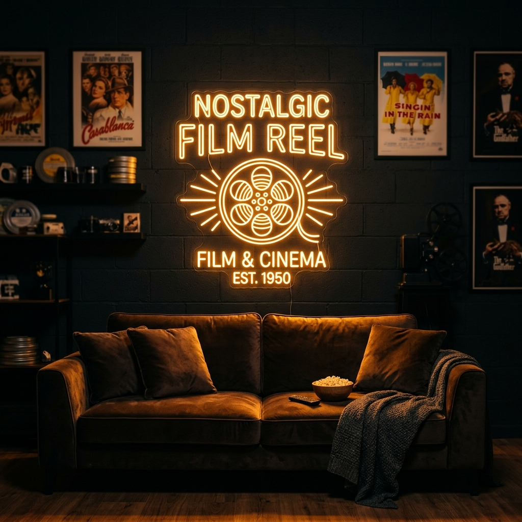 Nostalgic Film Reel Neon Sign For Movie Lovers
