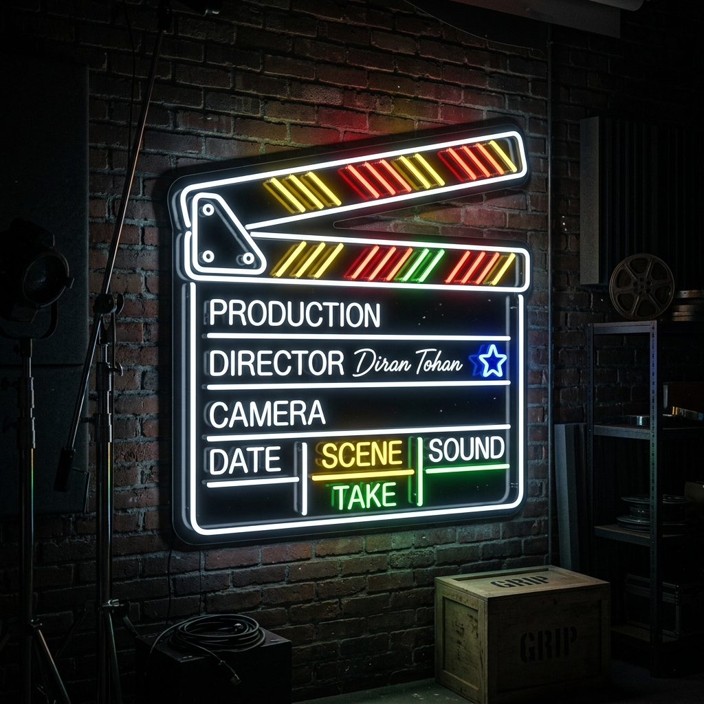 Cinematic Clapperboard Neon Sign For Film Buffs