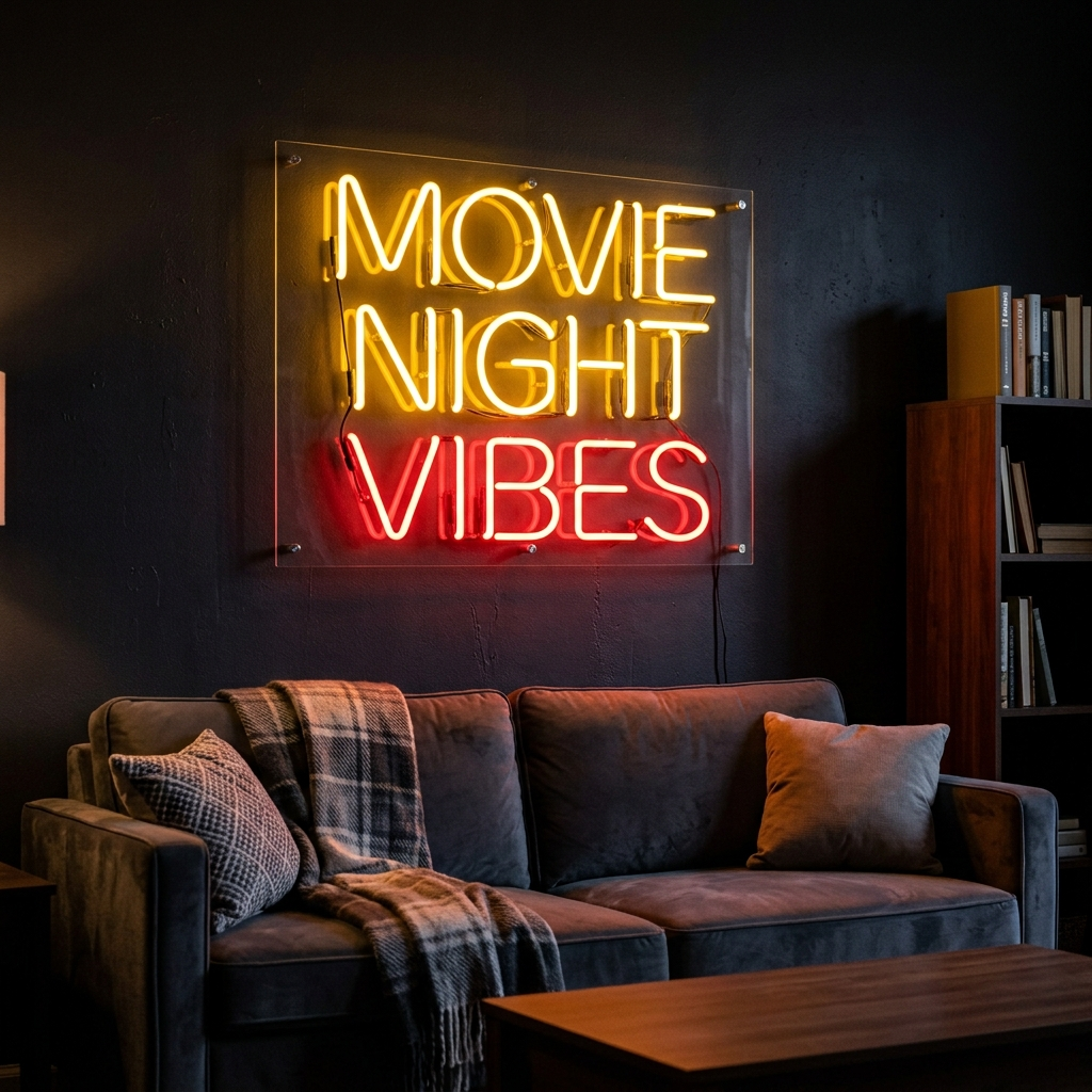 Movie Night Vibes Neon Sign For Home Theater