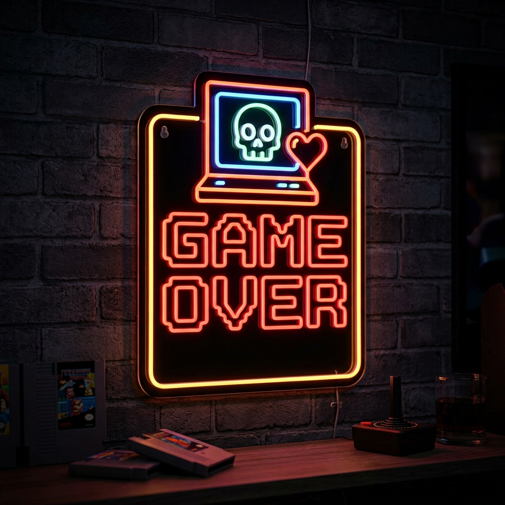 Game Over Neon Sign For Gamers
