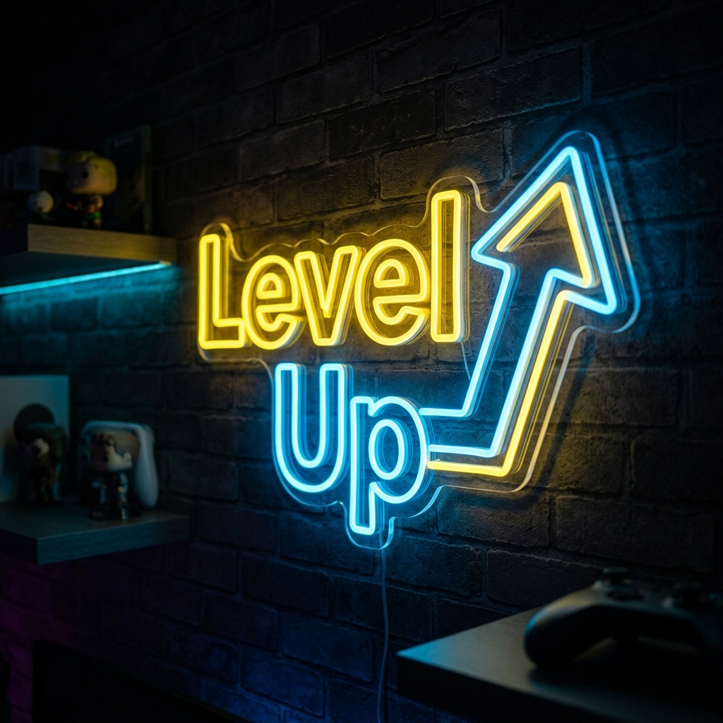 Level Up Neon Sign For Game Enthusiasts