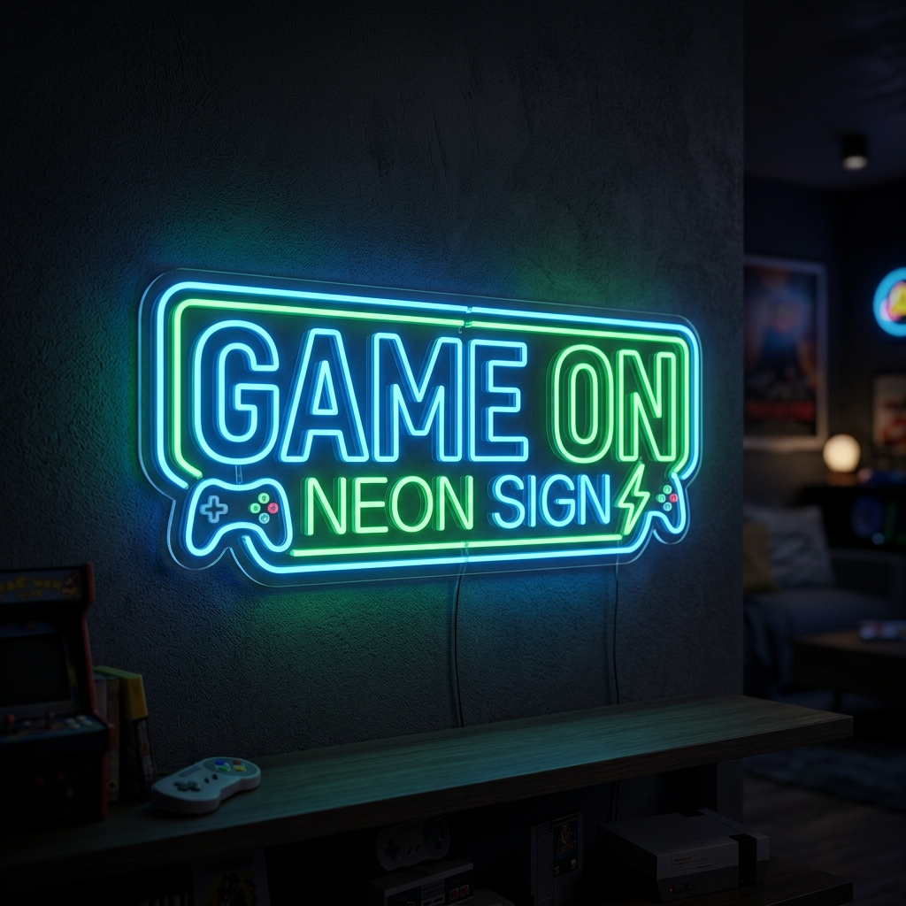 Game On Neon Sign For Gamers