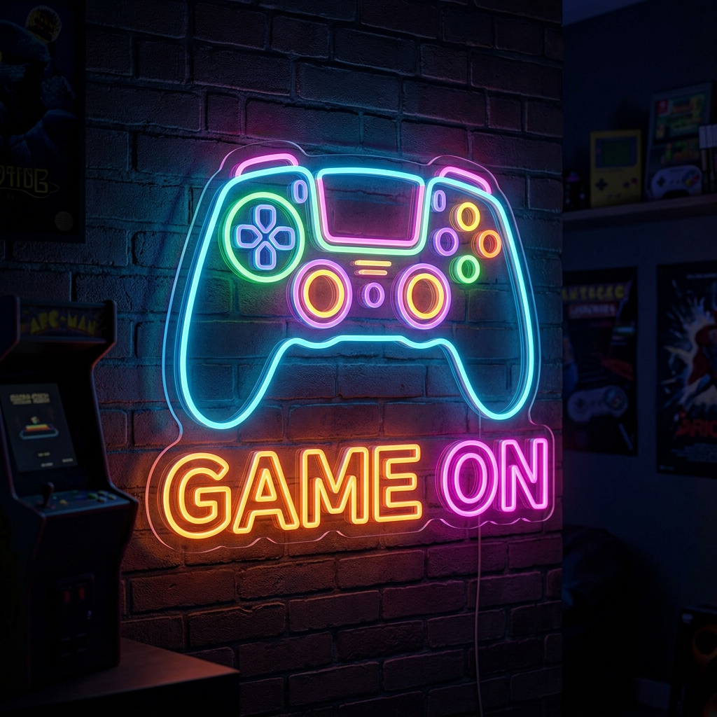 Game On Controller Neon Sign For Gaming Spaces