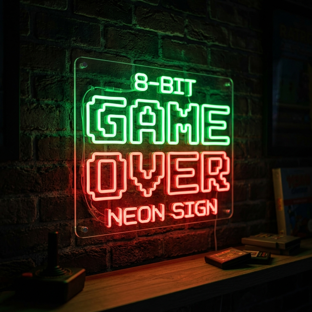 8-Bit Game Over Neon Sign For Retro Gamers