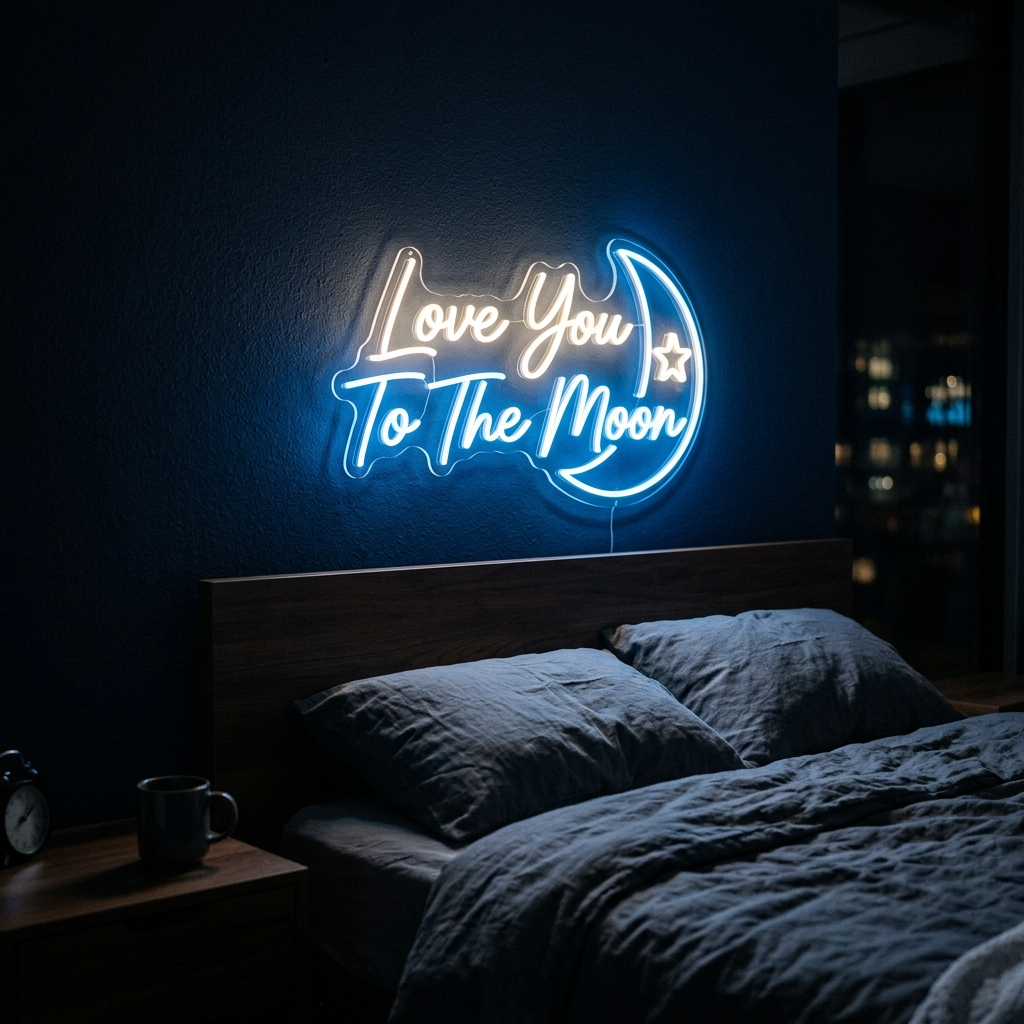 Love You To The Moon Neon Sign For Romantic Decor