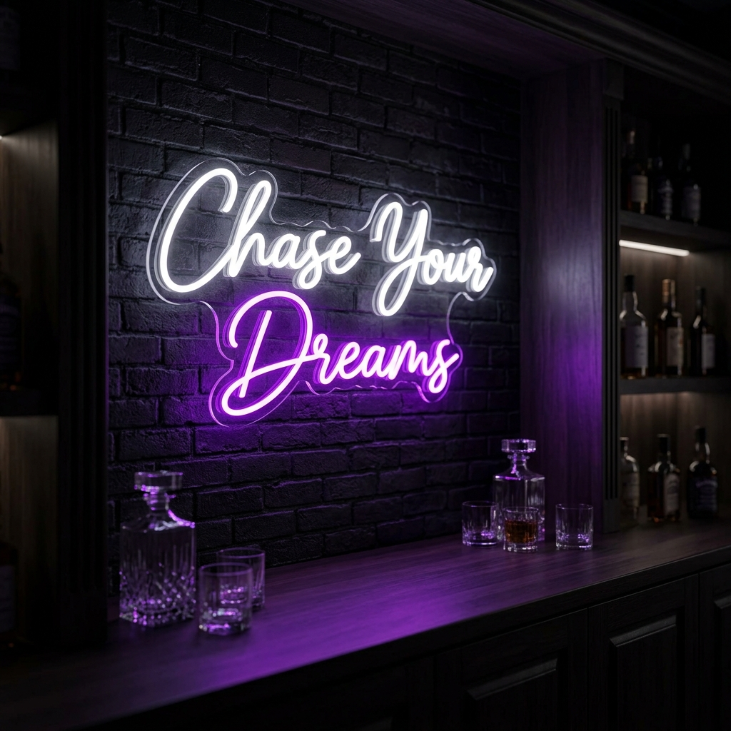 Chase Your Dreams Neon Sign For Motivational Decor