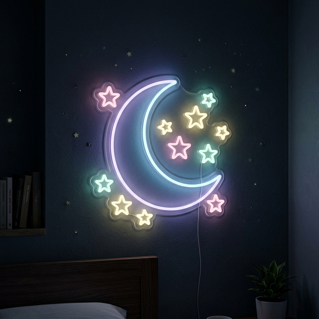 Moon And Stars Neon Sign For Dreamy Decor