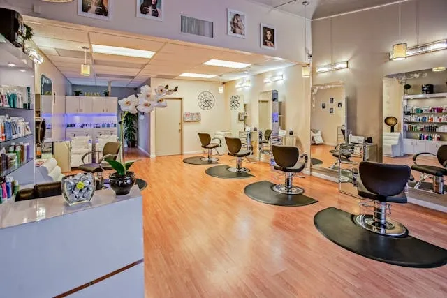 a row of black salon chairs for best lighting for salon