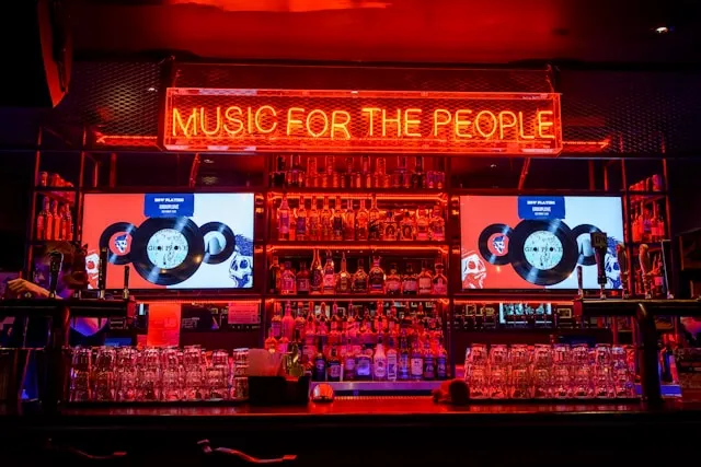 a neon sign in a bar for neon sign cost