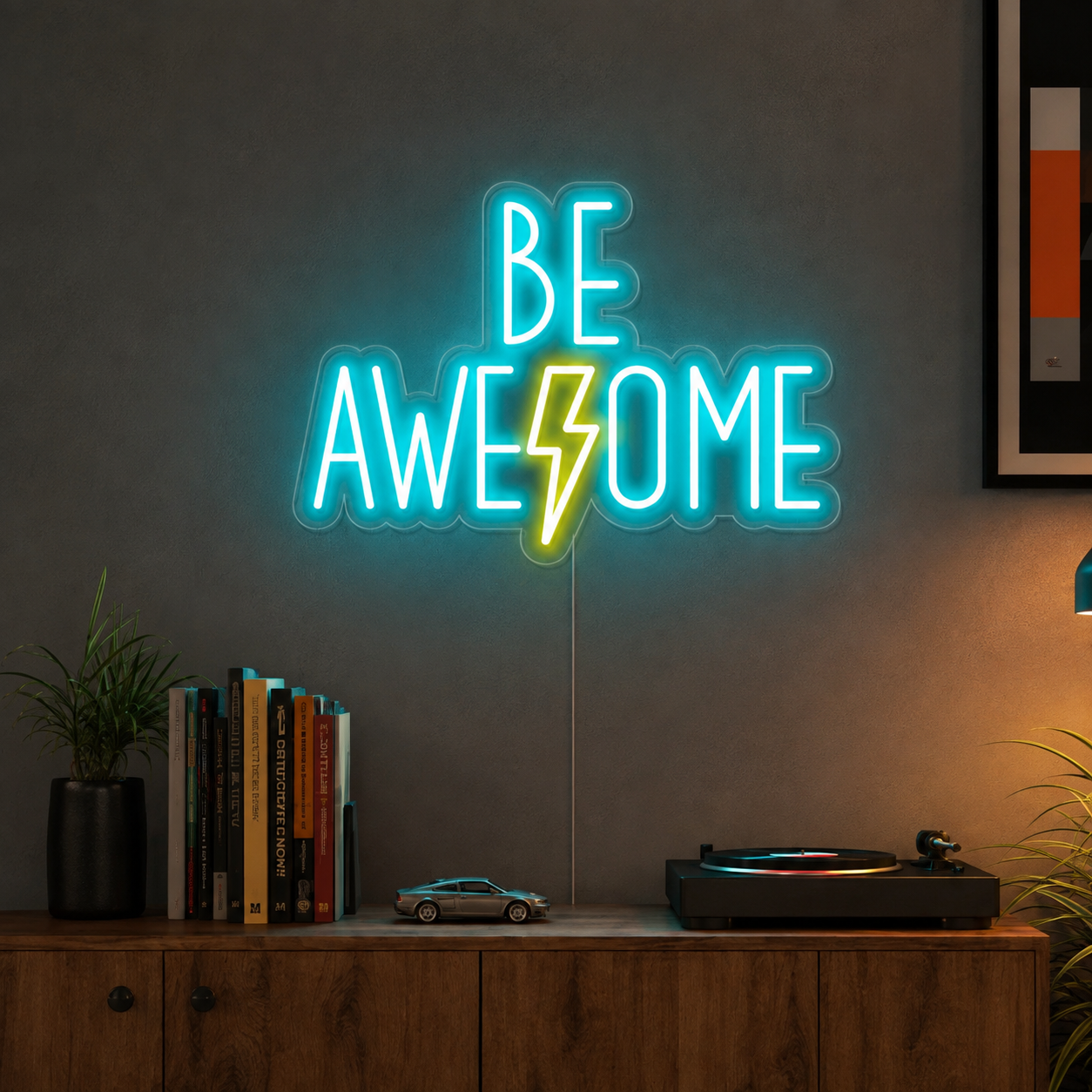 Be Awesome Neon Sign, Motivational Quote Led Wall Light For Office, Game Room, Bedroom, Studio & Home Decor