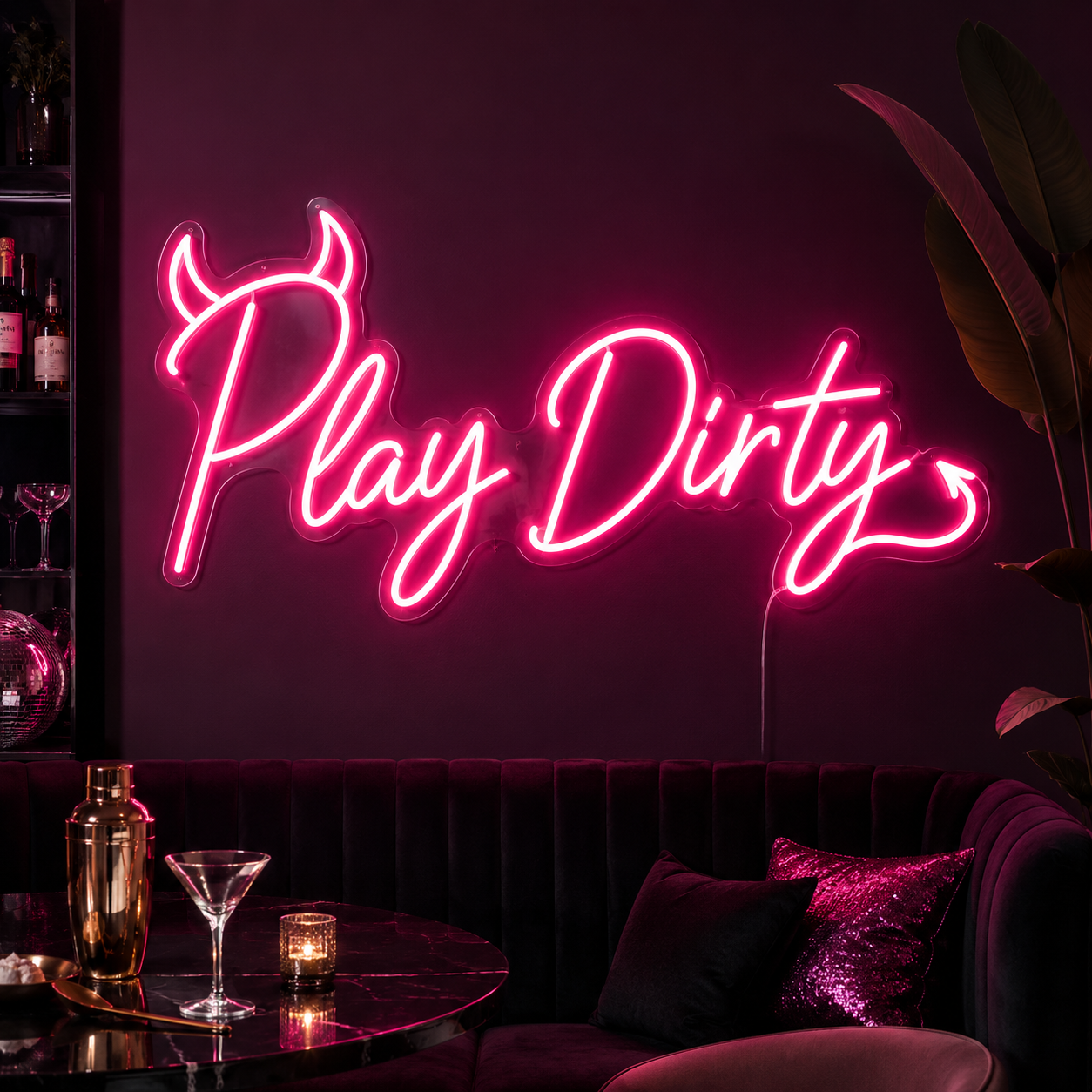 Play Dirty Neon Sign, Edgy Quote Led Wall Light For Game Room, Man Cave, Bar, Bedroom & Party Decor