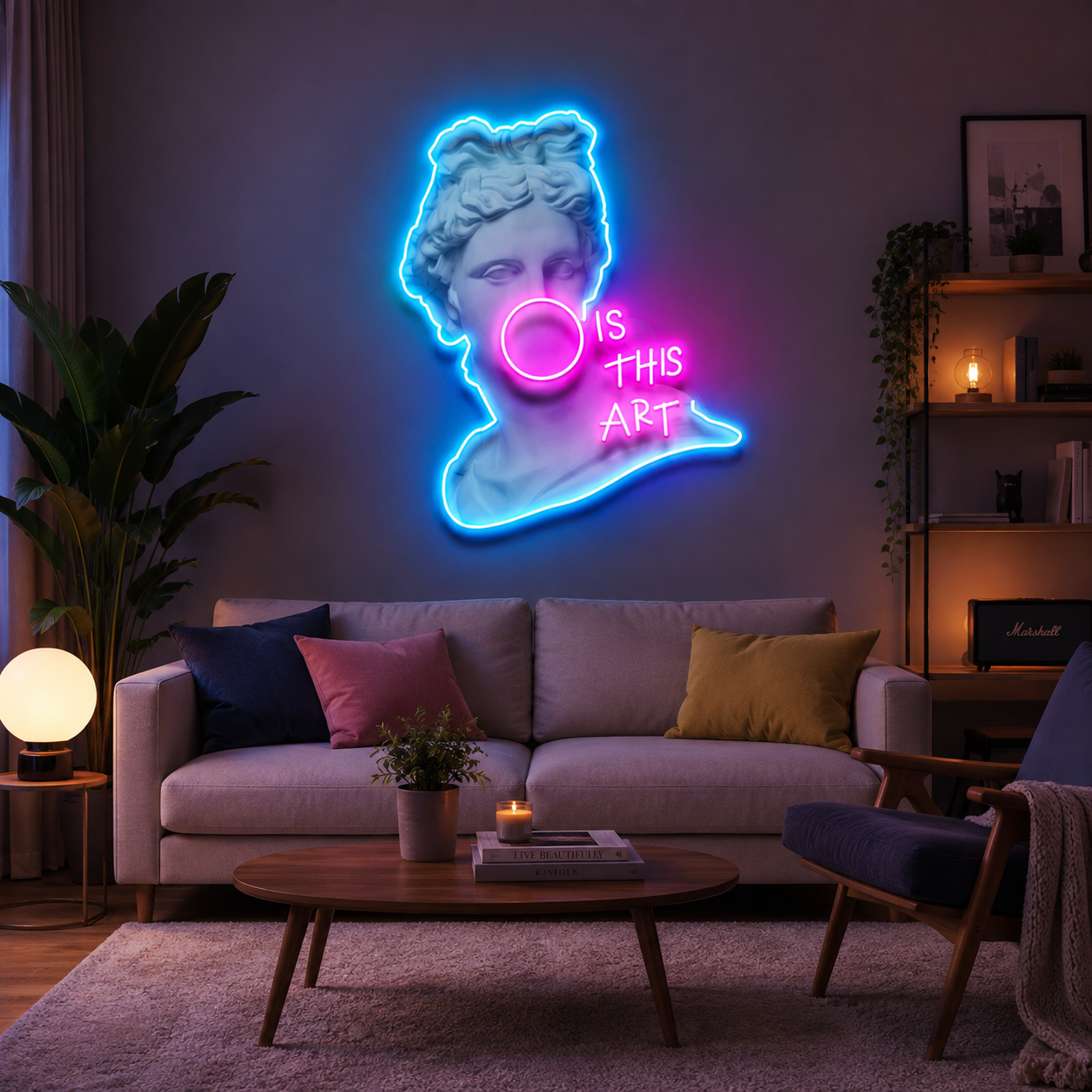 Is This Art Led Neon Acrylic Artwork, Statue Bubblegum Neon Wall Light, Art Studio & Creative Room Decor