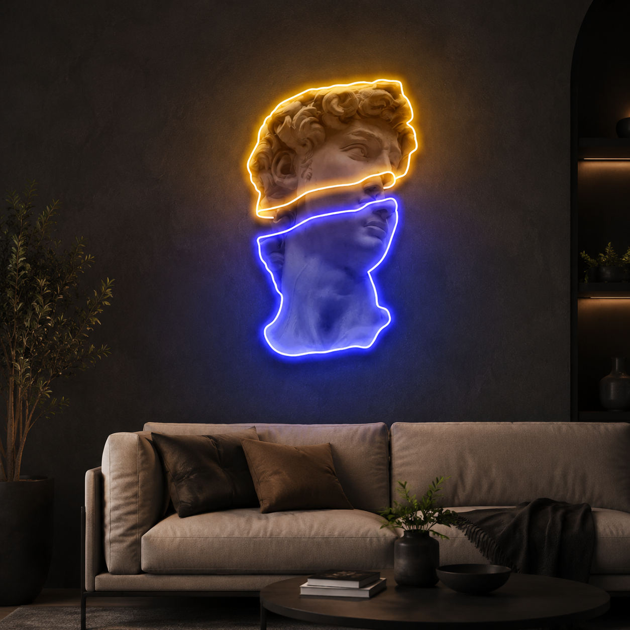 Statue Of David Led Neon Acrylic Artwork – Renaissance Pop Art Wall Light
