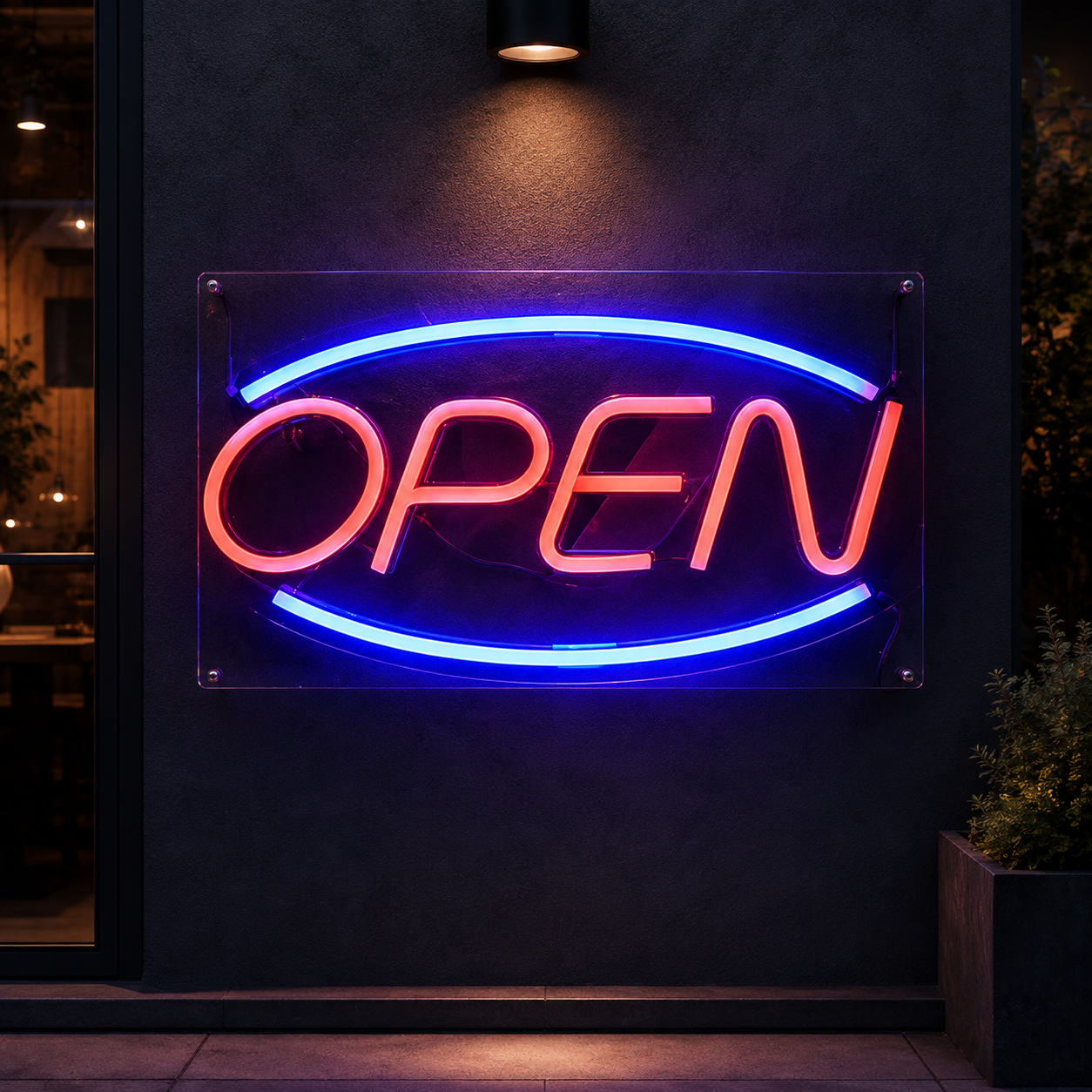 Open Led Neon Sign – Bright Modern Business Wall Decor For Storefront, Café, Salon & Retail Shop