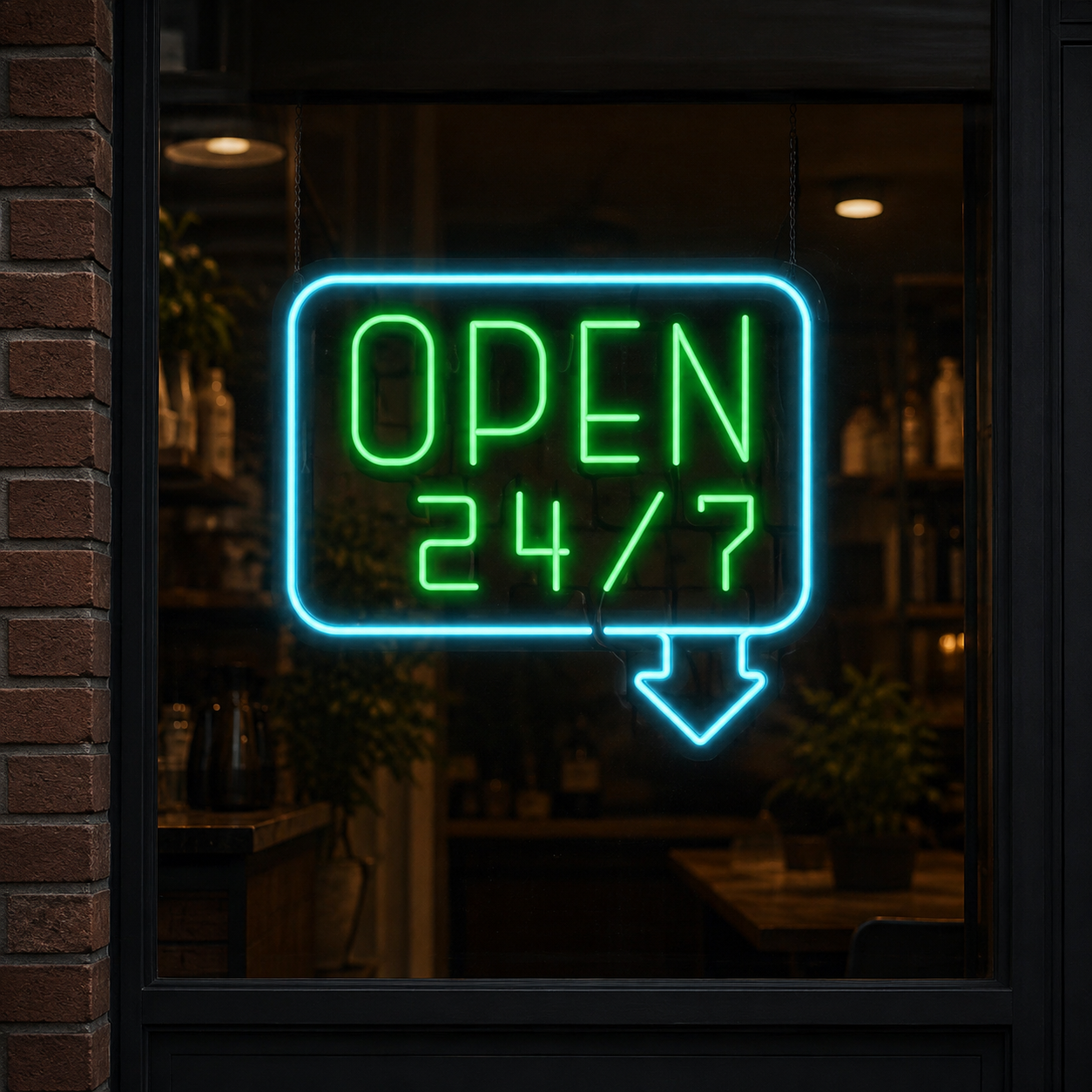 Open 24/7 Round Led Neon Sign – Business, Bar & Storefront Wall Decor